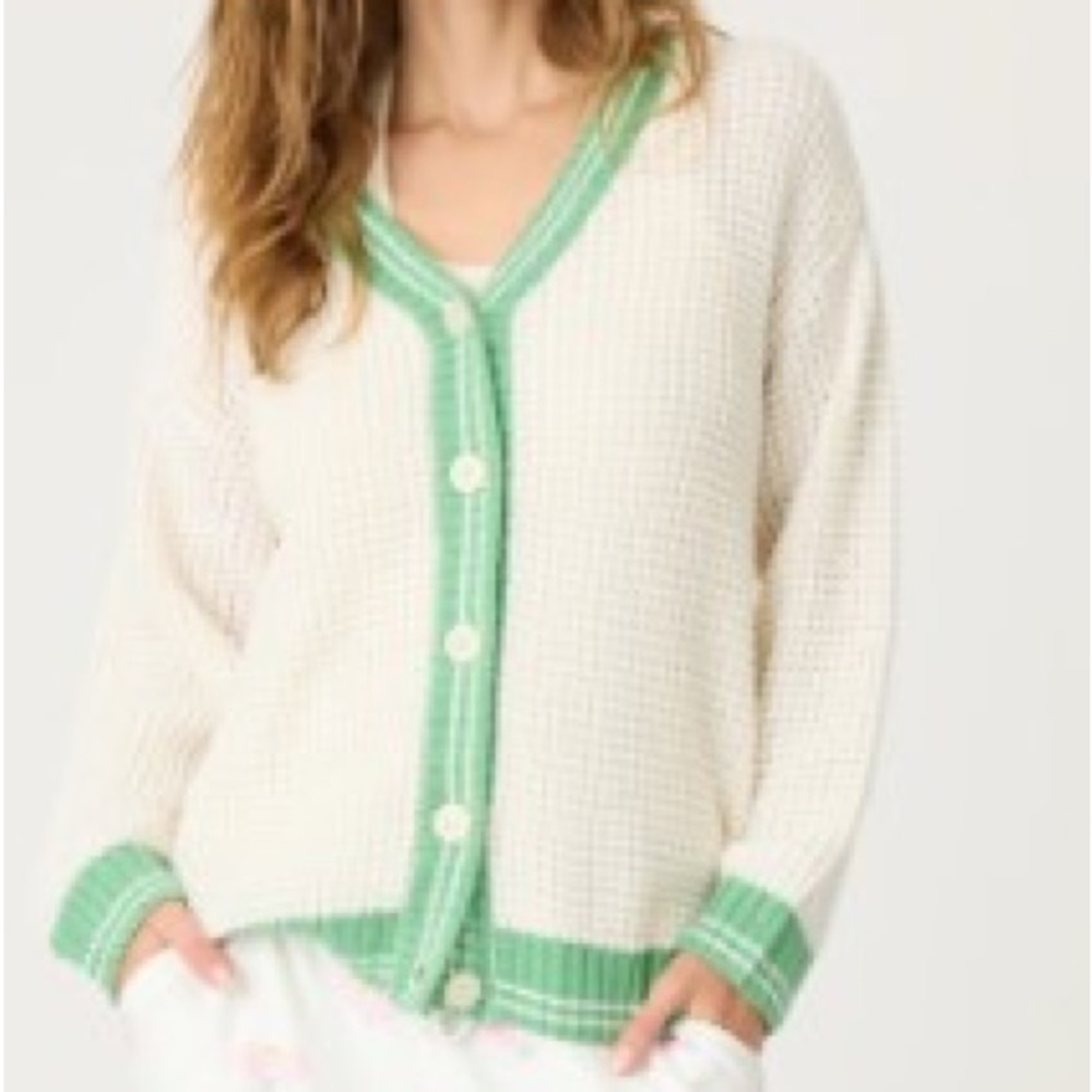 PJ Salvage Happiest On The Court Waffle Stitch Cardigan